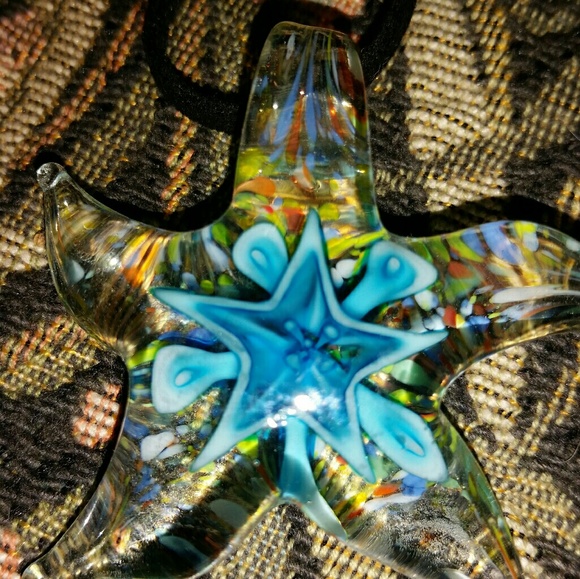 Jewelry - NEW Italian Blue Starfish Murano Lampwork Necklace